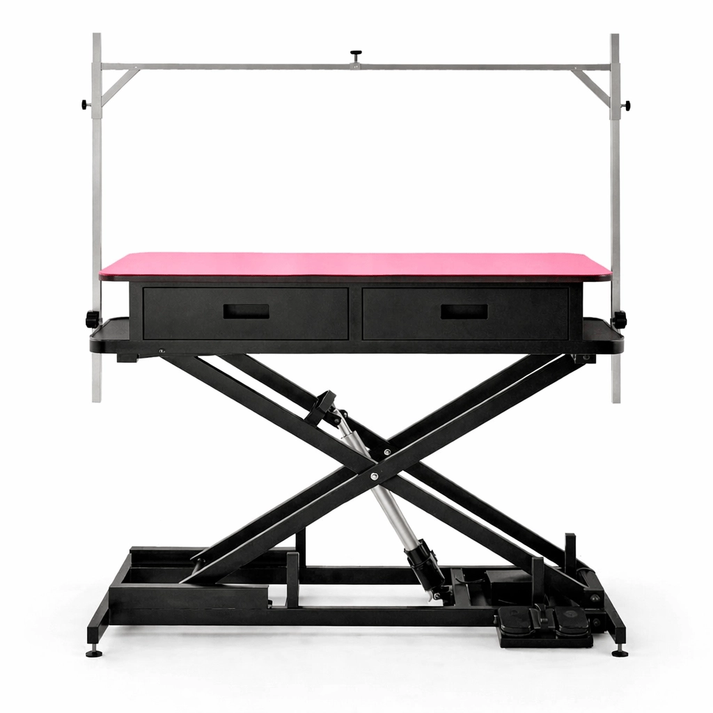Pre Loved Large Extra Low Electric Pet Grooming Table Black Frame 126cm with Drawers - Image 1