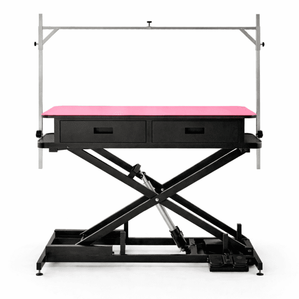 Large Extra Low Electric Pet Grooming Table Black Frame 126cm with Drawers - Image 1