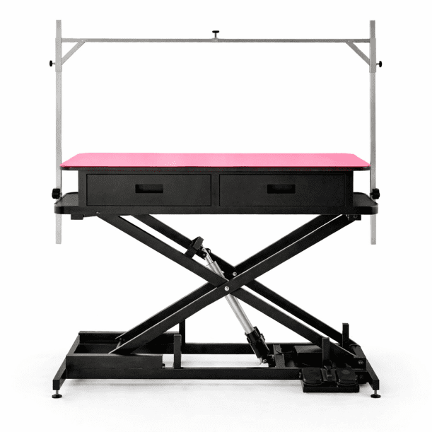 Large Extra Low Electric Pet Grooming Table Black Frame 126cm with Drawers - Image 1