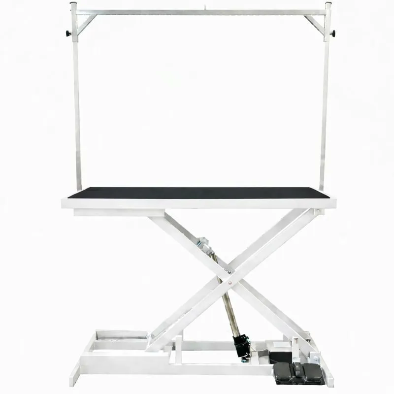 Ft-808 White Black Top Large Extra Low Electric Pet Grooming Table White 126cm - Image 1