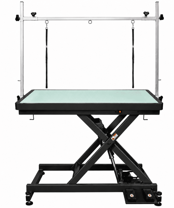 LED Illuminated Glass Large Extra Low Electric Grooming Table with Wheels 120cm (GWN-142) - Image 1