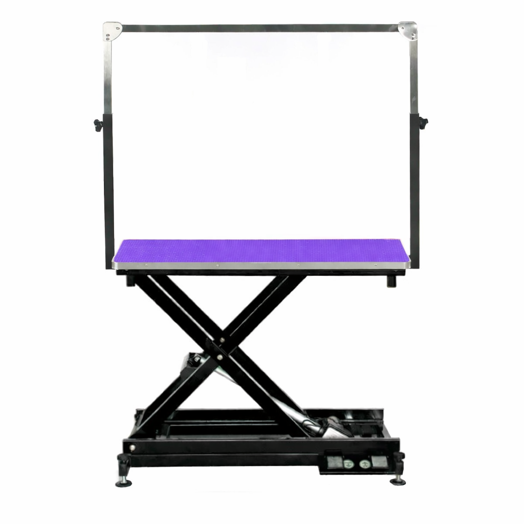 Low-table-GWNL-Black Purple Top Extra Low Electric Grooming Table – Strong Bars & Wheels Black 110cm (GWN) - Image 1