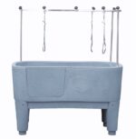 Plastic Animal Grooming Bath With H-Bar & Removable Door With Adjustable rotating feet
