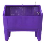 Plastic Animal Grooming Bath With Splash Back & Removable Door With Adjustable rotating feet
