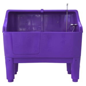 Plastic Animal Grooming Bath With Splash Back & Removable Door With Adjustable rotating feet