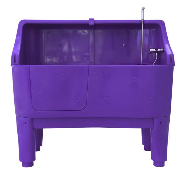 Plastic Animal Grooming Bath With Splash Back & Removable Door With Adjustable rotating feet