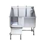 Large Static Stainless Steel Backsplash Dog Grooming Bath with Stairs