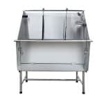 Large Static Deluxe Stainless Steel Dog Grooming Bath, With H-Bar