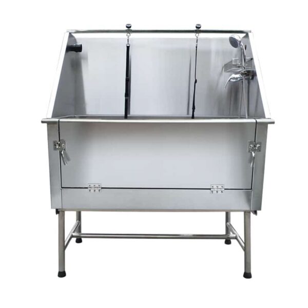 Large Static Deluxe Stainless Steel Dog Grooming Bath, With H-Bar