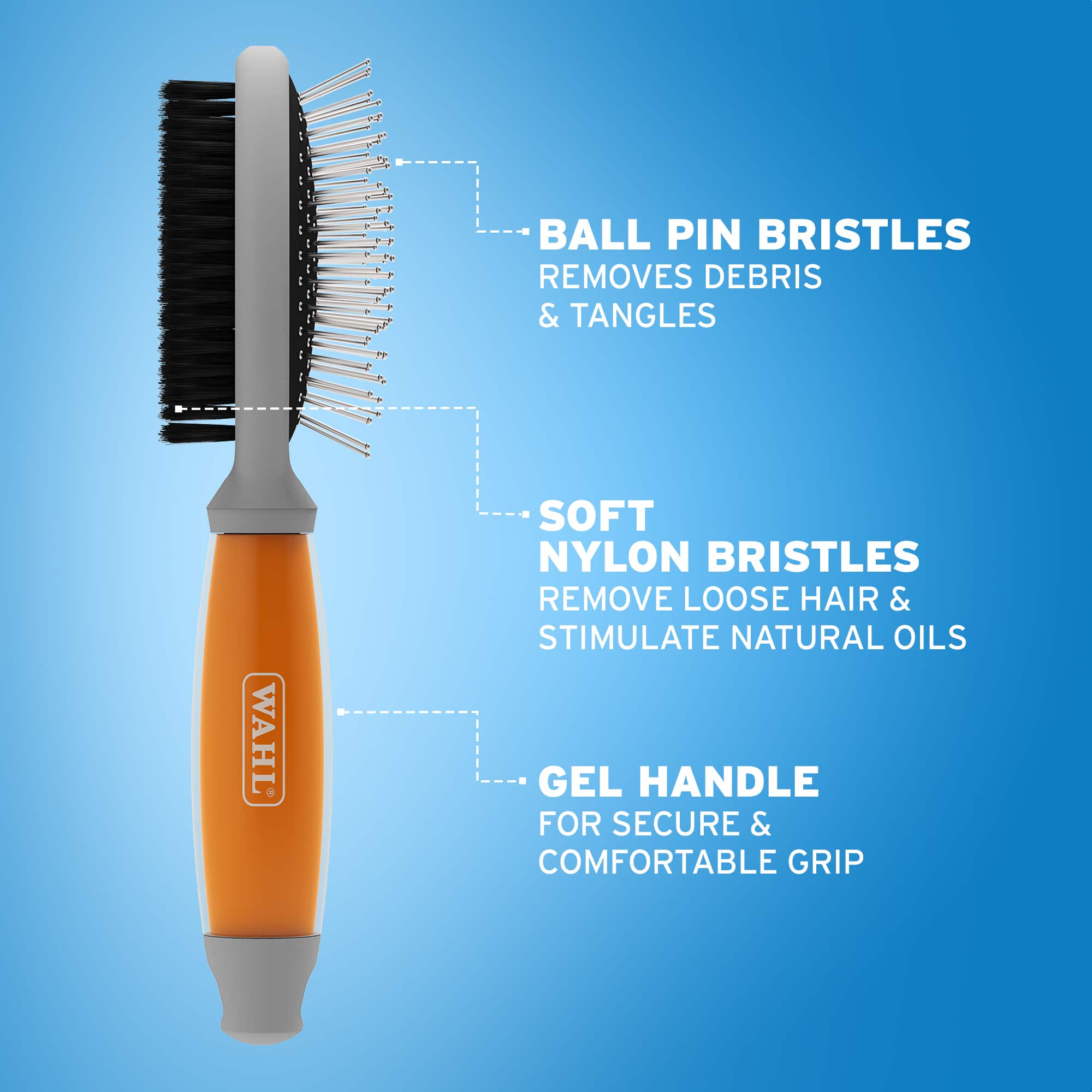 Wahl Double Sided Brush – Orange Gel Handle - Image 2
