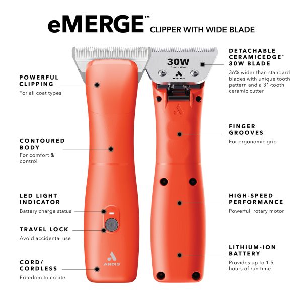 Andis Orange eMERGE Clipper 30 Wide Blade - Image 2