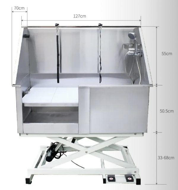 Dog Grooming Electric Lifting Deluxe Bathing Tub with Sliding Door & Arm (GWH107) - Image 2