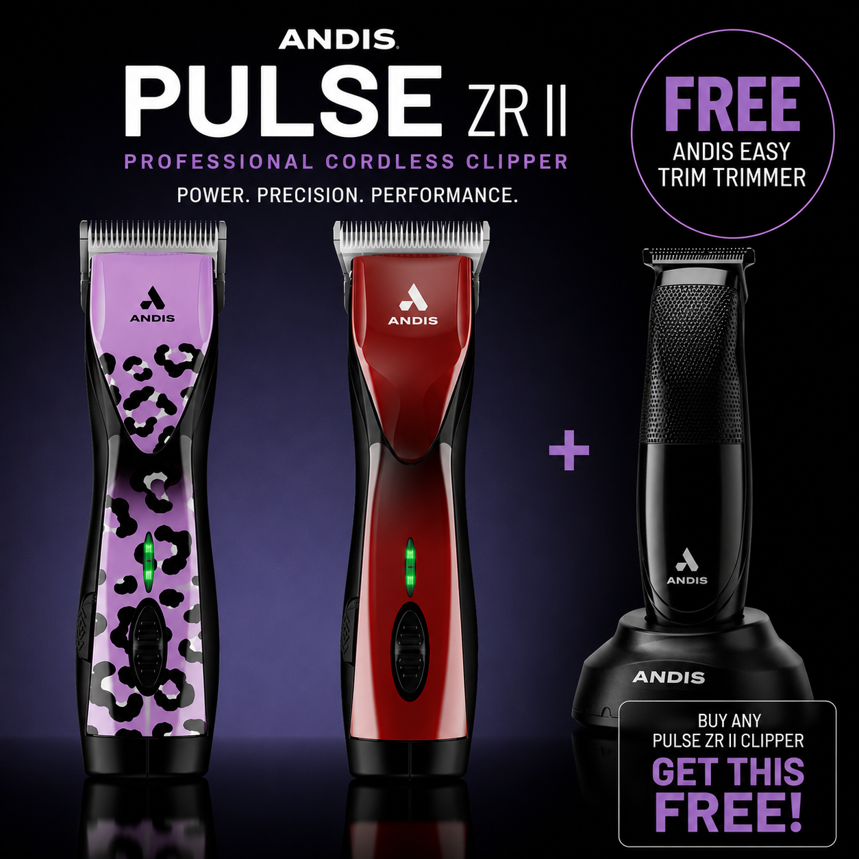 Product Photo 21 Andis Pulse ZR II Cordless Dog Clipper & FREE Easy Trim Trimmer Bundle - Image 1