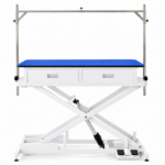 Large Extra Low Electric Pet Grooming Table White Frame 126cm with Drawers - Image 3
