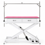 Large Extra Low Electric Pet Grooming Table White Frame 126cm with Drawers - Image 4